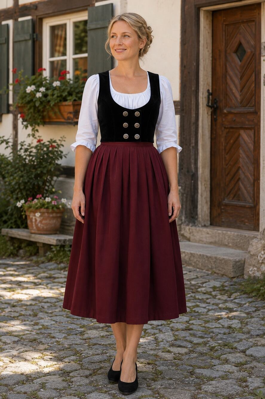 Vintage Black Velvet German Bavarian Trachten Mieder Dirndl Bodice Vest S M